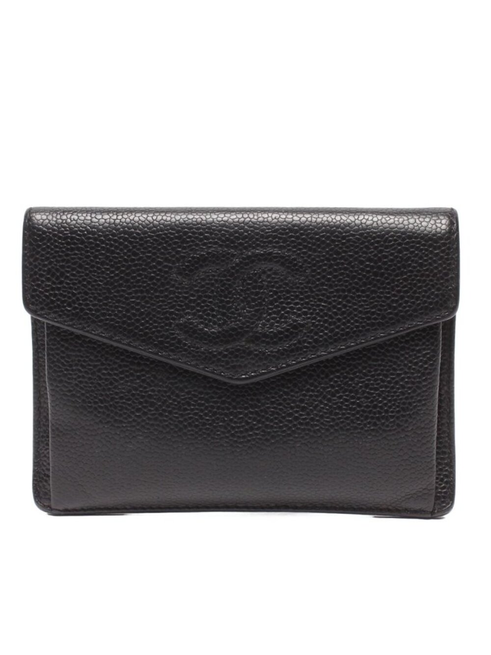 Chanel Coin Case Card Caviar Leather CC Logo Gold No 5